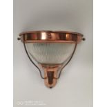 Copper and glass hanging light shade.