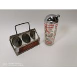 1950's Coca Cola metal bottle carrier and cocktail shaker.