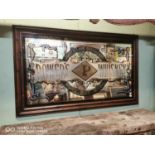 Framed Power's Irish Whiskey advertising mirror. (110 cm hH x 180 cm W)