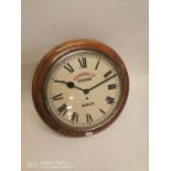 Early 20th C. painted dial station clock.