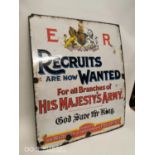 Rare enamel WWI Recruits are now Wanted sign.
