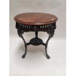 Good quality 19th. C. cast iron pub table with mahogany top.