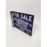 For Sale double sided enamel advertising sign.