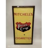 Framed Mitchell's Prize Crop Cigarettes advertising sign.