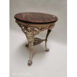 Good quality 19th. C. cast iron pub table with mahogany top.