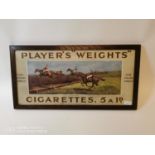 Player's Weights Cigarettes advertising showcard.