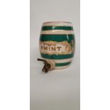19th C. Peppermint green and gold ceramic dispenser.