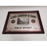 Framed John Jameson and Sons advertising mirror depicting Grafton Street (76 vm H x 108 cm W).