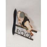 Metal Pool advertising sign.