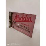 Rare Aladdin Paraffin for all lamps and stoves double sided enamel advertising sign.