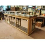 Unusual early 20th. C. oak counter with glazed top.