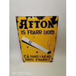Rare Afton Is Fearr Liom enamel advertising sign.