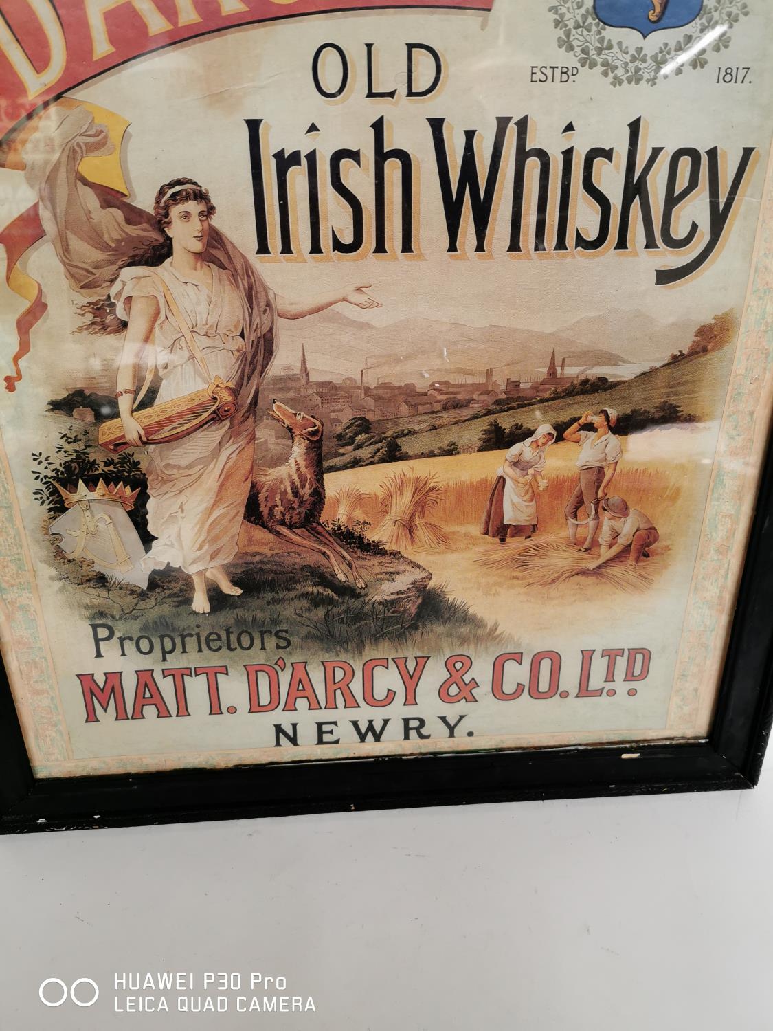 Darcy Old Irish Whiskey framed advertising print. - Image 3 of 3