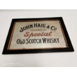 Rare John Haig and Co Scotch Whiskey advertising mirror in original frame.