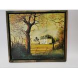 Oil on canvas Country House scene signed Betty Howard {62 cm H x 72 cm W}.