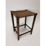 1940s oak stool on turned legs {57 cm H x 41 cm W x 36 cm D}.