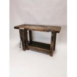 Early 20th C. pine work bench {80 cm H x 135 cm W x 67 cm D}.