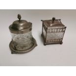 Two good quality silverplate cut glass biscuit barrels.