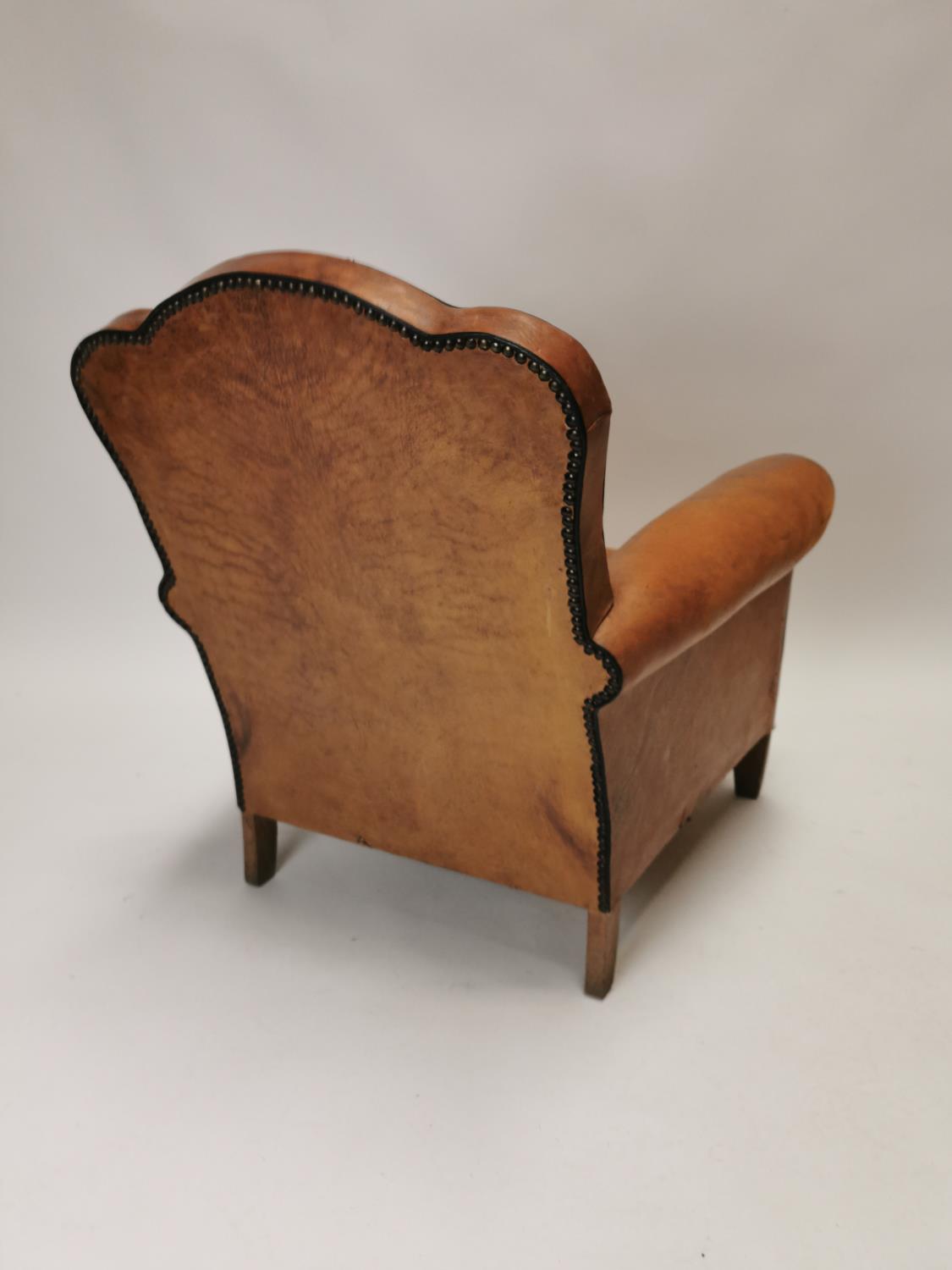 Exceptional quality Art Deco tanned leather club chair- the match of lot 210 {82 cm H x 77 cm W x 76 - Image 6 of 6