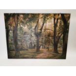 Large oil on canvas of Woodland Scene {125 cm H x 167 cm W}.