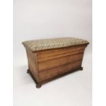 Good quality early 20th C. pine and mahogany ottoman with original tapestry uphosted seat {55 cm H x