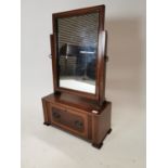 Edwardian inlaid mahogany dress table mirror with single drawer {76 cm H x 45 cm W x 19 cm D}.