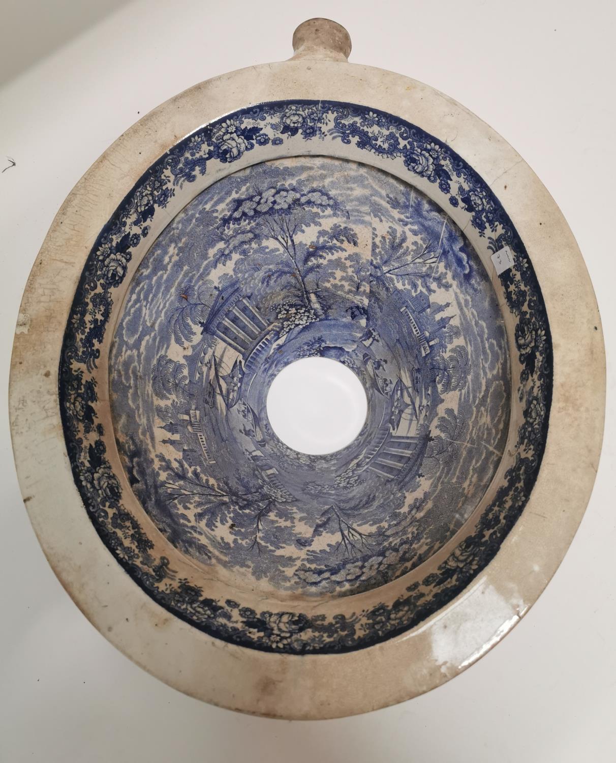 19th. C. blue and white toilet bowl. - Image 3 of 3