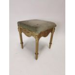 19th C. giltwood and uphosltered foot stool {53 cm H x 46 cm W x 46 cm D}.