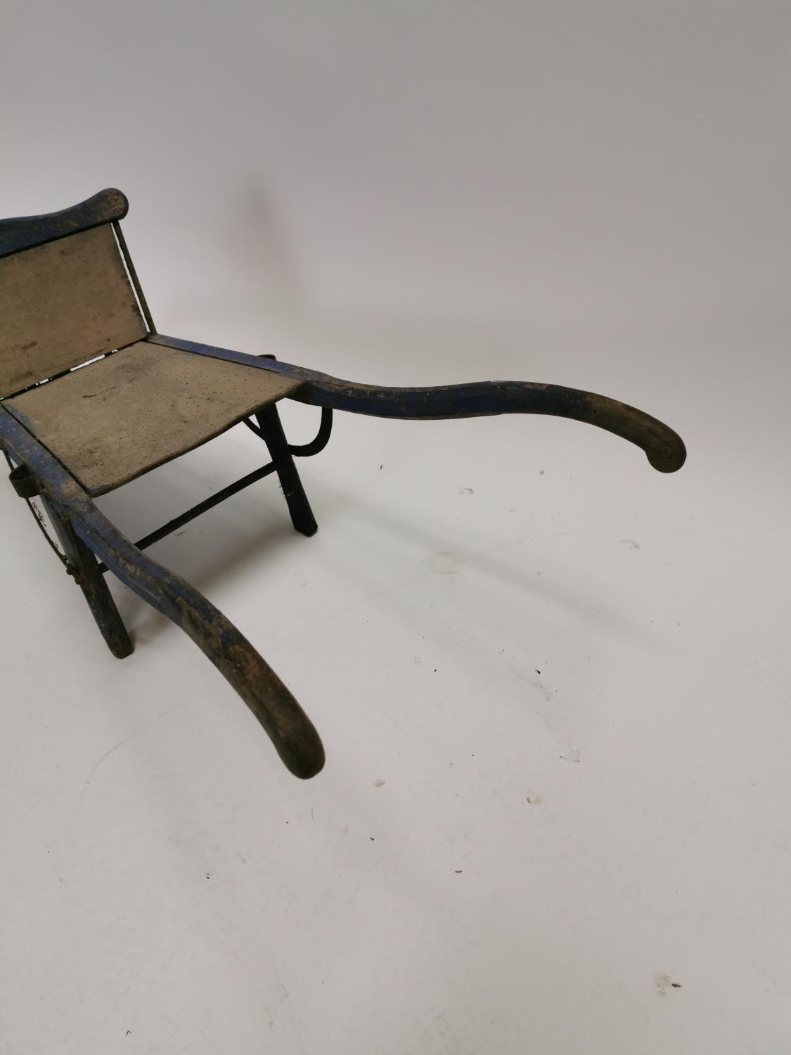 Early 20th C. painted pine child's turf barrow {36 cm H x 110 cm W x 40 cm D}. - Image 3 of 3