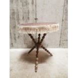 Early 20th. C. oak Gypsy table on bobbin base. {63 cm H x 63 cm Diam}.