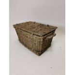 Early 20th C. wicker basket {33 cm H x 74 cm W x 42 cm D}.