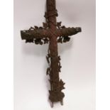 19th C. cast iron cross decorated with vines {93 cm H x 46 cm W x 8 cm D}.