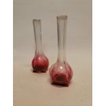 Early 20th C. ruby glass flower vases {21 cm H}.