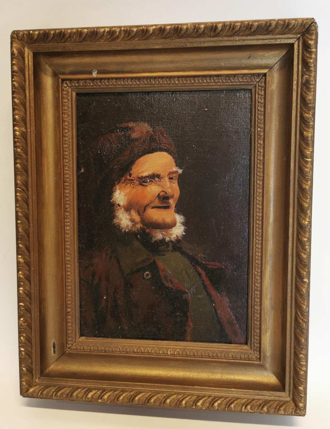 19th C. oil on board of Gentleman in gilt frame