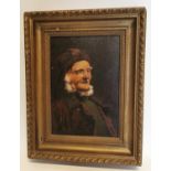 19th C. oil on board of Gentleman in gilt frame