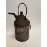 Early 20th C. tin and metal bound oil can {50 cm H x 32 cm W x 20 cm D}.