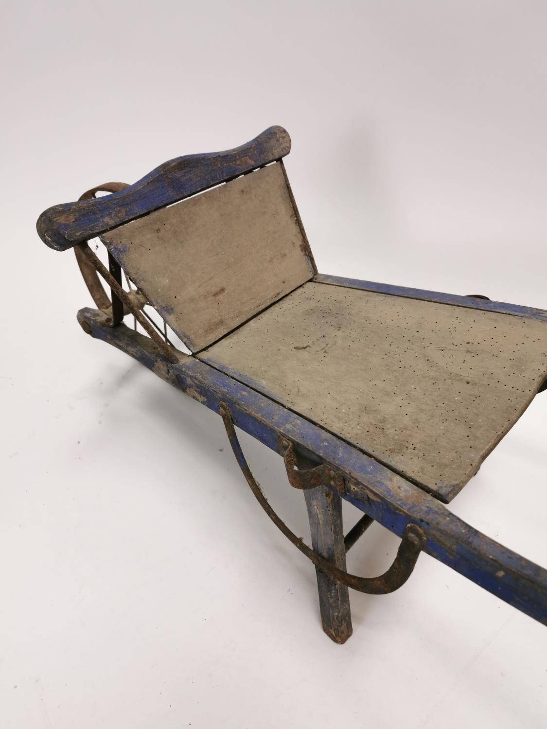 Early 20th C. painted pine child's turf barrow {36 cm H x 110 cm W x 40 cm D}. - Image 2 of 3