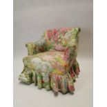 Early 20th. C. upholstered armchair. {72 cm H x 78 cm W x 73 cm D}.