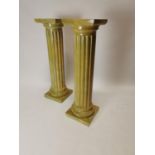 Pair of early 20th C. marbleised plaster pedestals {108 cm H x 30 cm W x 30 cm D}.