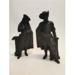 Two later 19th C. spelter figures - Spanish Soldier and Scholar {32 cm H x 17 cm W x 10 cm D each}.