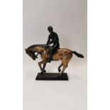 Model of a bronze jockey and horse on plinth {60 cm H}.