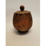 Early 20th C. carved oak tobacco jar {19 cm H x 17 cm Dia.}.