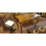 19th. C. burr walnut turn over leaf card table. .