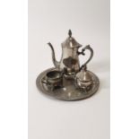 Edwardian silver plate coffee service and tray.