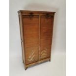 Early 20th C. oak filling cabinet with tambour door {149 cm H x 86 cm W x 39 cm D}.