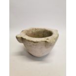 Early 19th. C. marble mortar. {16 cm H x 30 cm diam}.