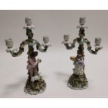 Pair of 19th C. German ceramic candelabras.