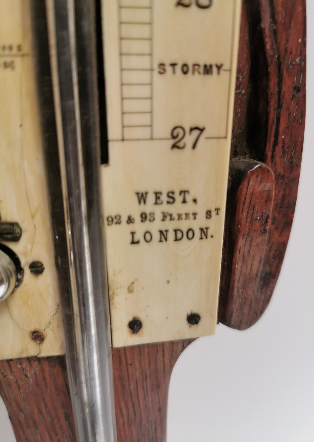 19th. C. carved oak stick barometer. - Image 4 of 4