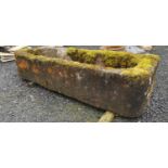 19th. C. sandstone horse trough monogrammed JM 1857 (the year of the Famine). {37 cm H x183 cm L x 6