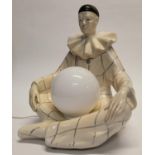 Unusual Art Deco style table lamp in the form of a seated clown
